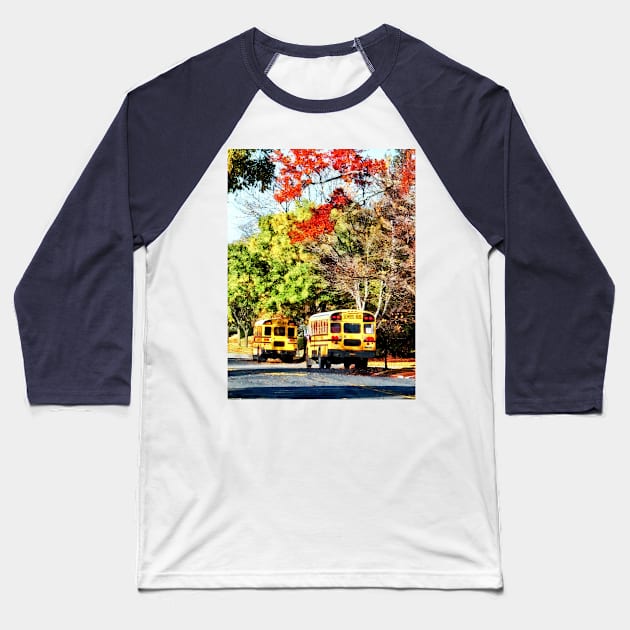 Teachers - Parked School Buses Baseball T-Shirt by SusanSavad